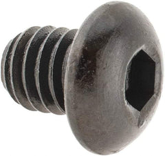 Made in USA - 5/16-18 UNC Hex Socket Drive, Button Screw - Alloy Steel, Black Oxide Finish, Fully Threaded, 3/8" Length Under Head - Exact Tool & Supply