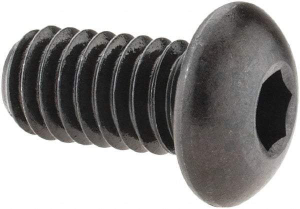 Made in USA - 5/16-18 UNC Hex Socket Drive, Button Screw - Alloy Steel, Black Oxide Finish, Fully Threaded, 5/8" Length Under Head - Exact Tool & Supply