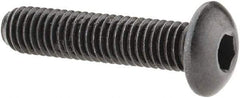 Made in USA - #10-32 UNF Hex Socket Drive, Button Screw - Alloy Steel, Black Oxide Finish, Fully Threaded, 7/8" Length Under Head - Exact Tool & Supply