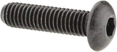 Made in USA - #10-32 UNF Hex Socket Drive, Button Screw - Alloy Steel, Black Oxide Finish, Fully Threaded, 3/4" Length Under Head - Exact Tool & Supply