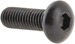 Made in USA - #10-32 UNF Hex Socket Drive, Button Screw - Alloy Steel, Black Oxide Finish, Fully Threaded, 5/8" Length Under Head - Exact Tool & Supply