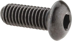 Made in USA - 3/8-16 UNC Hex Socket Drive, Button Screw - Alloy Steel, Black Oxide Finish, Fully Threaded, 1" Length Under Head - Exact Tool & Supply