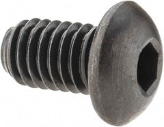 Made in USA - 3/8-16 UNC Hex Socket Drive, Button Screw - Alloy Steel, Black Oxide Finish, Fully Threaded, 5/8" Length Under Head - Exact Tool & Supply