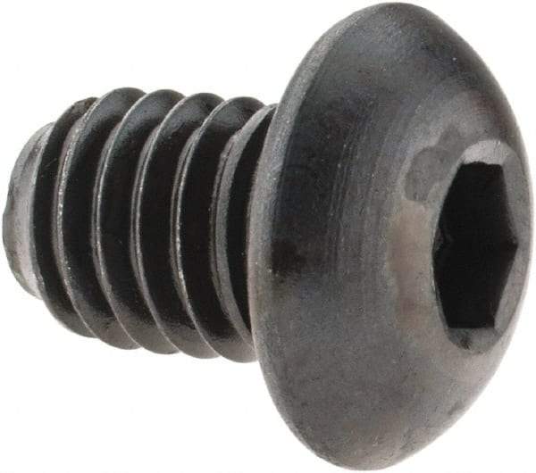 Made in USA - 3/8-16 UNC Hex Socket Drive, Button Screw - Alloy Steel, Black Oxide Finish, Fully Threaded, 1/2" Length Under Head - Exact Tool & Supply