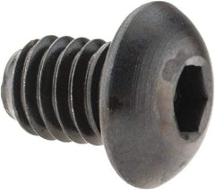 Made in USA - 3/8-16 UNC Hex Socket Drive, Button Screw - Alloy Steel, Black Oxide Finish, Fully Threaded, 1/2" Length Under Head - Exact Tool & Supply