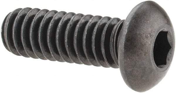 Made in USA - 1/4-20 UNC Hex Socket Drive, Button Screw - Alloy Steel, Black Oxide Finish, Fully Threaded, 3/4" Length Under Head - Exact Tool & Supply
