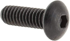 Made in USA - #8-32 UNC Hex Socket Drive, Button Screw - Alloy Steel, Black Oxide Finish, Fully Threaded, 1/2" Length Under Head - Exact Tool & Supply