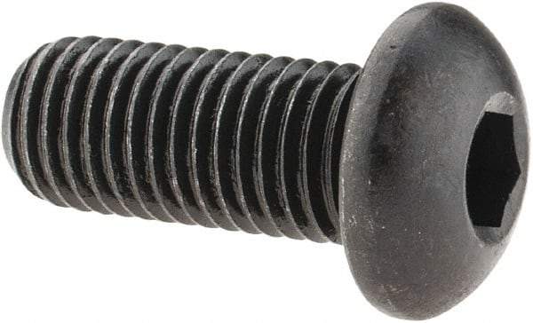 Made in USA - 5/16-24 UNF Hex Socket Drive, Button Screw - Alloy Steel, Black Oxide Finish, Fully Threaded, 3/4" Length Under Head - Exact Tool & Supply