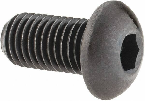 Made in USA - 5/16-24 UNF Hex Socket Drive, Button Screw - Alloy Steel, Black Oxide Finish, Fully Threaded, 5/8" Length Under Head - Exact Tool & Supply