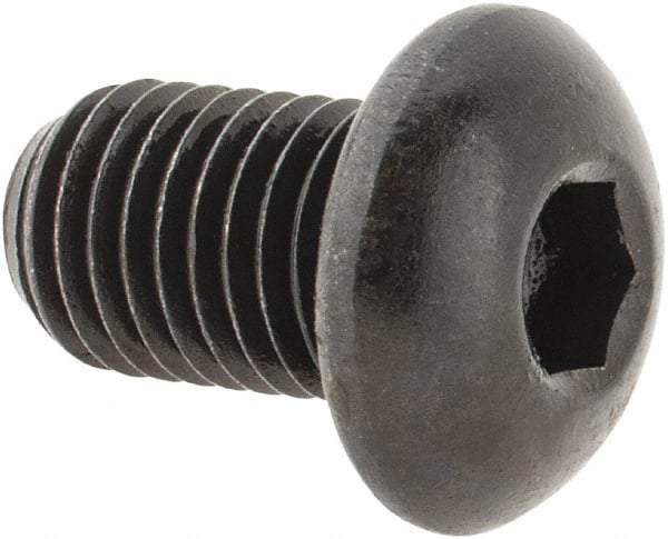 Made in USA - 5/16-24 UNF Hex Socket Drive, Button Screw - Alloy Steel, Black Oxide Finish, Fully Threaded, 1/2" Length Under Head - Exact Tool & Supply