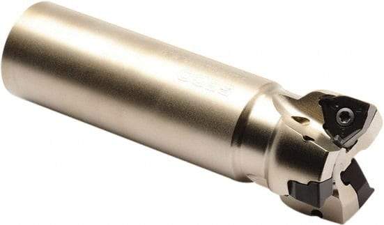 Seco - 32mm Cut Diam, 4mm Max Depth of Cut, 32mm Shank Diam, 195mm OAL, Indexable Square Shoulder End Mill - XNEX 04 Inserts, Cylindrical Shank, 90° Lead Angle, Through Coolant, Series Square 6 - Exact Tool & Supply