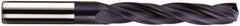 Accupro - 4mm 150° Solid Carbide Jobber Drill - Bright Finish, Spiral Flute, 64mm OAL, Standard Point - Exact Tool & Supply