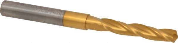 Accupro - 17/64" 150° Solid Carbide Jobber Drill - TiN Finish, Spiral Flute, 3" OAL, Standard Point - Exact Tool & Supply