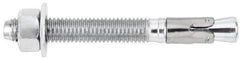 Powers Fasteners - 1/2" Diam, 1/2" Drill, 7" OAL, 3-3/16" Min Embedment Wedge Expansion Concrete Anchor - Stainless Steel (Clip)/Steel (Body), Zinc-Plated Finish, Hex Nut Head, Hex Drive, 5-3/8" Thread Length - Exact Tool & Supply