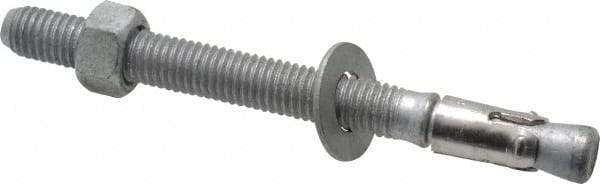 Powers Fasteners - 1/2" Diam, 1/2" Drill, 5-1/2" OAL, 3-3/8" Min Embedment Wedge Expansion Concrete Anchor - Steel, Galvanized Finish, Hex Nut Head, Hex Drive, 6-5/8" Thread Length - Exact Tool & Supply
