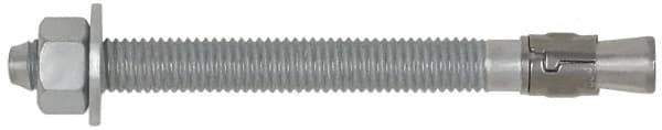 Powers Fasteners - 1/2" Diam, 1/2" Drill, 7" OAL, 3-3/8" Min Embedment Wedge Expansion Concrete Anchor - Steel, Galvanized Finish, Hex Nut Head, Hex Drive, 2-3/4" Thread Length - Exact Tool & Supply