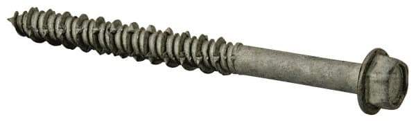Elco - 1/4" Diam, 2-3/4" Length Under Head, Hex Drive, Concrete Screw & Masonry Fastener - Stainless Steel, StalGard Silver Finish, Includes 5/16" Drill Bit - Exact Tool & Supply
