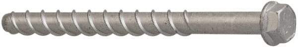 Elco - 3/8" Diam, 2-1/2" Length Under Head, Hex Drive, Concrete Screw & Masonry Fastener - Alloy Steel, StalGard Silver Finish, Includes 9/16" Drill Bit - Exact Tool & Supply