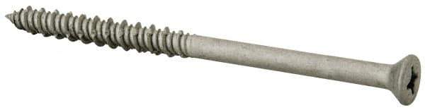 Elco - 1/4" Diam, 3-3/4" OAL, Phillips Drive, Concrete Screw & Masonry Fastener - Stainless Steel, StalGard Silver Finish, Includes #2 Drill Bit - Exact Tool & Supply