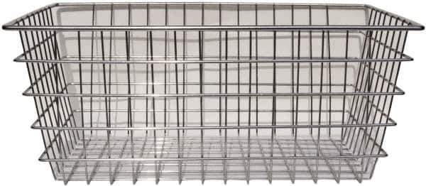 Marlin Steel Wire Products - 16" Deep, Rectangular Steel Wire Basket - 1-3/8" Perforation, 24" Wide x 10" High - Exact Tool & Supply