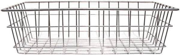 Marlin Steel Wire Products - 12" Deep, Rectangular Steel Wire Basket - 1-3/8" Perforation, 18" Wide x 5" High - Exact Tool & Supply