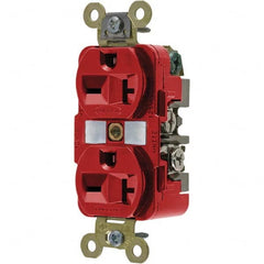 Hubbell Wiring Device-Kellems - 250V 20A NEMA 6-20R Industrial Grade Red Straight Blade Duplex Receptacle - Exact Tool & Supply