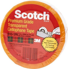 3M - 1" x 72 Yd Clear Rubber Adhesive Packaging Tape - PVC Film Backing, 2.3 mil Thick - Exact Tool & Supply