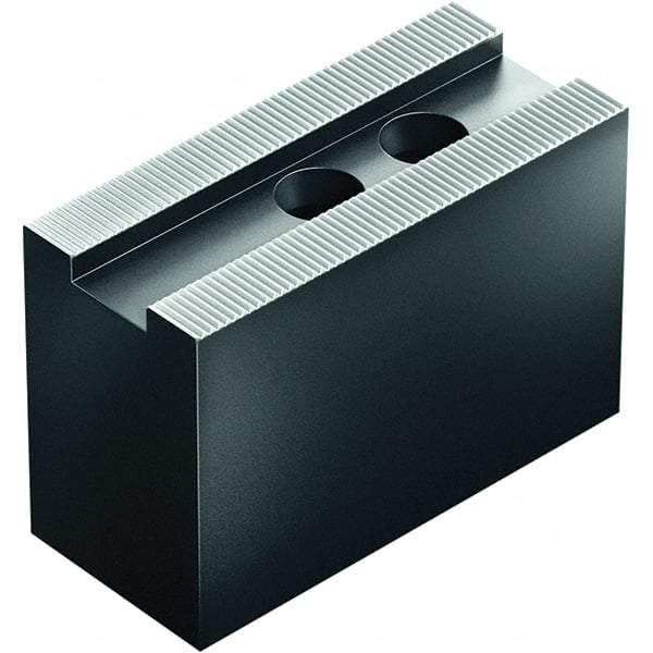 Schunk - 14" Max Chuck Capacity, 1.5mm x 60° Serrated Interface, Square Soft Lathe Chuck Jaw - 3 Jaw, Steel, 43mm Btw Mount Hole Ctrs, 80mm High, 22mm Groove, M20mm Fastener - Exact Tool & Supply
