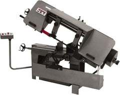 Jet - 9 x 16" Max Capacity, Manual Variable Speed Pulley Horizontal Bandsaw - 100 to 350 SFPM Blade Speed, 460 Volts, 45°, 3 Phase - Exact Tool & Supply