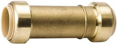Value Collection - 1/2" Tube OD, 5/8 Standard Lead Free Brass Push-to-Connect Tube Union - Tube to Tube Connection, 200 Max psi, EPDM O-Ring - Exact Tool & Supply