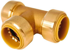 Value Collection - 3/4 x 1/2 x 3/4" Outside Diam, 7/8 Standard, Brass Push-to-Connect Tube Union Tee - 200 Max psi, Tube to Tube Connection, EPDM O-Ring, Lead-Free - Exact Tool & Supply