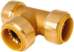 Value Collection - 1" Outside Diam, 1-1/8 Standard, Brass Push-to-Connect Tube Union Tee - 200 Max psi, Tube to Tube Connection, EPDM O-Ring, Lead-Free - Exact Tool & Supply