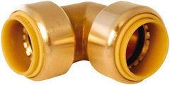 Value Collection - 1/2" Tube OD, 5/8 Standard Lead Free Brass Push-to-Connect Tube Union Elbow - Tube to Tube Connection, 200 Max psi, EPDM O-Ring - Exact Tool & Supply