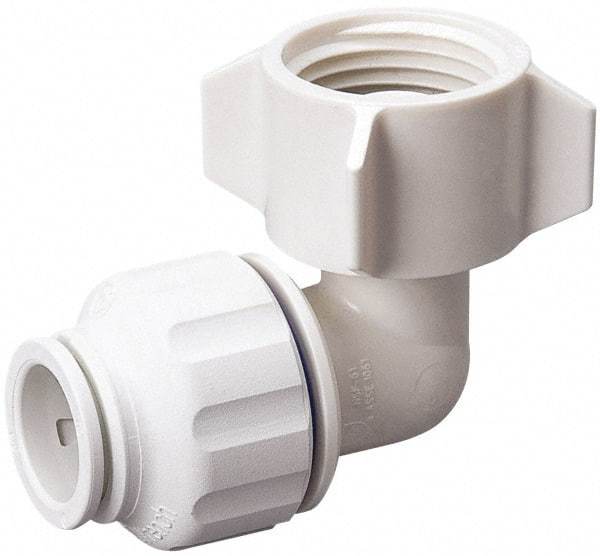 Value Collection - 1/2" OD, 3/4 Thread, Polysulfone Push-to-Connect Female Swivel Elbow - 250 Max psi, White - Exact Tool & Supply
