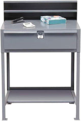 Strong Hold - 1 Drawer Shipping & Receiving Shop Desk - 36 Inch Wide x 28 Inch Deep x 54 Inch High, Dark Gray - Exact Tool & Supply