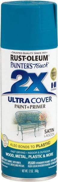 Rust-Oleum - Lagoon (Color), Satin, Enamel Spray Paint - 8 Sq Ft per Can, 12 oz Container, Use on Multipurpose - Exact Tool & Supply