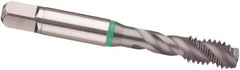 Guhring - M10x1.50 Metric 3 Flute 6H Modified Bottoming Spiral Flute Tap - Cobalt, TiCN Finish, 2.941" OAL, Right Hand Flute, Right Hand Thread, D4/D5, Series 3948 - Exact Tool & Supply