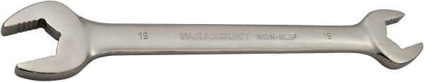 Paramount - 18mm x 19mm Standard Open End Wrench - 8-15/16" OAL, Double End, Full Polish Finish, 15° Head Angle - Exact Tool & Supply