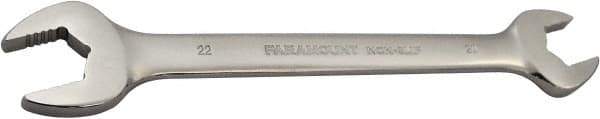 Paramount - 20mm x 22mm Standard Open End Wrench - 10" OAL, Double End, Full Polish Finish, 15° Head Angle - Exact Tool & Supply