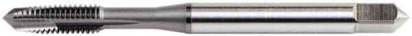 OSG - #8-32 UNC, 3 Flute, Nitride Finish, Vanadium High Speed Steel Spiral Point Tap - Plug Chamfer, Right Hand Thread, 2-1/8" OAL, 3/4" Thread Length, 0.168" Shank Diam, 2B Class of Fit, Series 11016 - Exact Tool & Supply