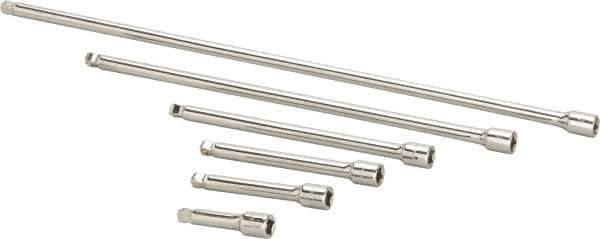 Paramount - 1/4" Drive Socket Wobble Extension Set - 6 Pieces, Includes 2, 3, 4, 6, 10, 14" Lengths - Exact Tool & Supply