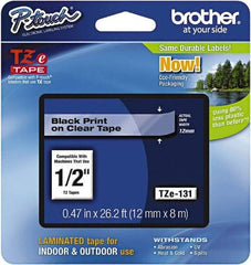 Brother - 1/2" Wide x 314.4" Long, Clear Plastic/Paper Tape Cassette - For Label Maker - Exact Tool & Supply