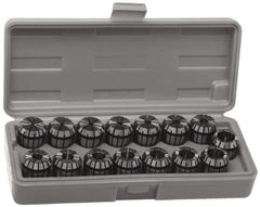 Accupro - 17 Piece, 5mm to 13mm Capacity, ER Coolant Collet Set - 0.02mm TIR, Series ER20 - Exact Tool & Supply