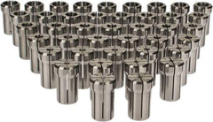 Accupro - 41 Piece, 1/8" to 3/4" Capacity, Double Angle Collet Set - 0.02mm TIR, Series DA180 - Exact Tool & Supply