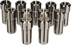 Accupro - 11 Piece, 1/16" to 3/8" Capacity, Double Angle Collet Set - 0.02mm TIR, Series DA200 - Exact Tool & Supply