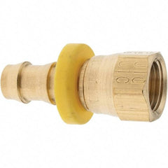 Parker - 3/8" ID 9/16-18 FJIC Barbed Push On Female Fitting - Brass - Exact Tool & Supply