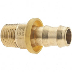 Parker - 1/2" ID 3/8-18 MNPTF Barbed Push On Male Fitting - Brass - Exact Tool & Supply