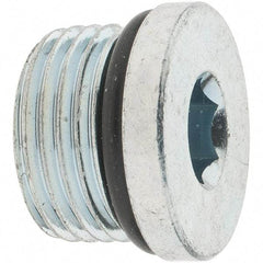 Parker - 3/4-16 Male Thread, Zinc Plated Steel Industrial Pipe Hex Socket Plug - Male Straight Thread O-Ring, 6,000 psi - Exact Tool & Supply