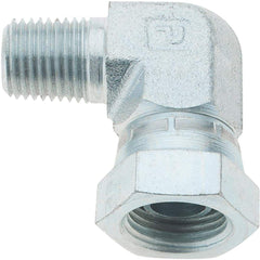 Parker - 1/4-18 Male NPTF Steel Hydraulic Hose Swivel - 6,000 psi, -6 Hose Size, 3/8" Hose Diam - Exact Tool & Supply