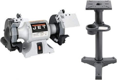 Jet - 6" Wheel Diam x 3/4" Wheel Width, 1/2 hp Grinder - 1/2" Arbor Hole Diam, 1 Phase, 3,450 Max RPM, 115 Volts - Exact Tool & Supply